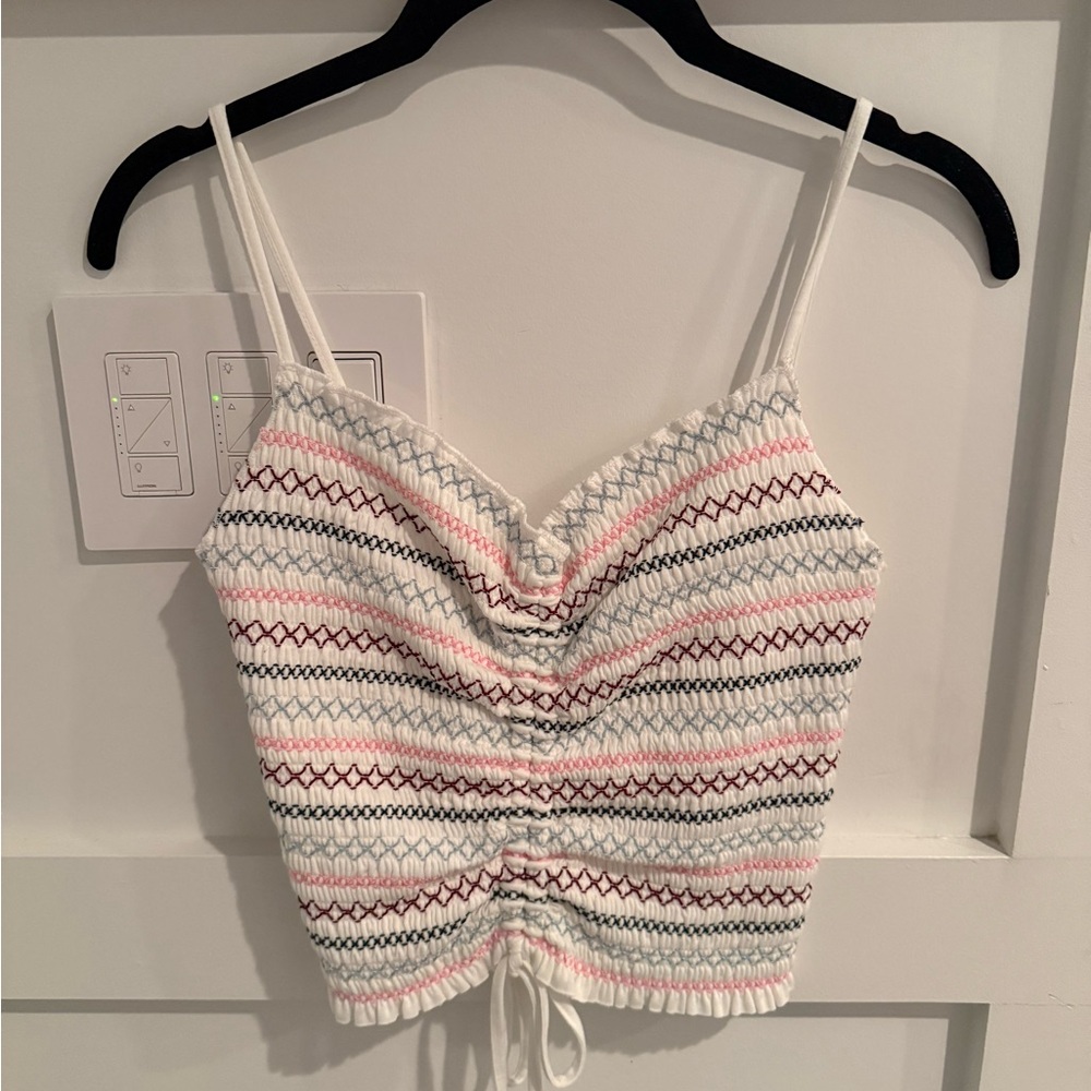 Lulu's White and Pink Knit Camisole